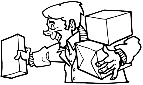 Man with boxes in his arms vinyl sticker. Customize on line. Sales and Shopping 084-0337